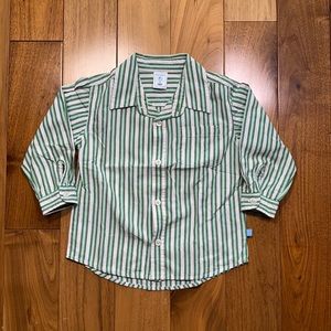 Vintage Old Navy Green White Stripe Button Down Shirt 2T
